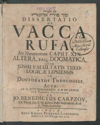 2: [...] Dissertatio De Vacca Rufa