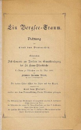 Ein Bergsee-Traum : Dichtung