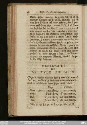 Membrum III. De Articulo Unitatis.