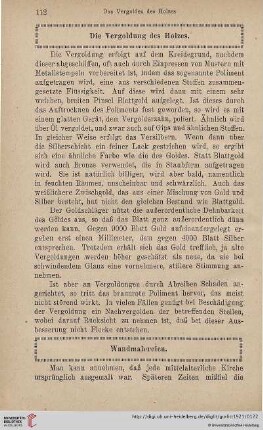 Die Vergoldung des Holzes