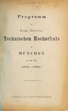 Programm : für d. Studienjahr .... 1881/82