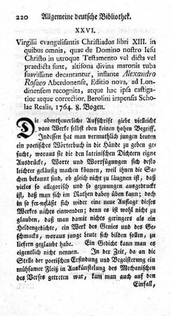 XXVI. Virgilii evangelisantis Christiados libri XIII.