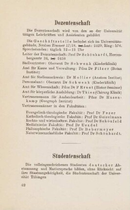42-43, Studentenschaft