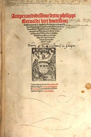 Philippi Beroaldi in Asinum aureum Lucii Apuleii commentaria