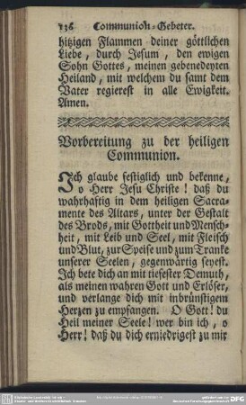 Vorbereitung zu der heiligen Communion