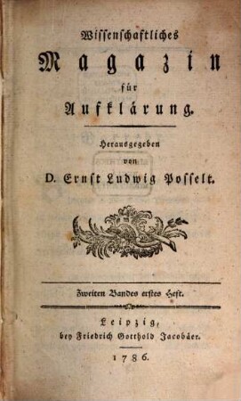 Wissenschaftliches Magazin für Aufklärung. 2, 2. 1786/87
