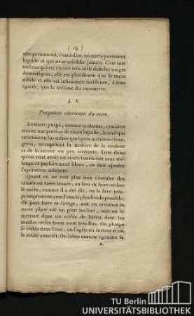 § V. Purgation ultérieure du sucre