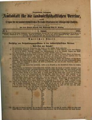 Amtsblatt für die landwirthschaftlichen Vereine : zugl. Organ für die Landwirthschaftlichen Versuchsanstalten des Königsreiches Sachsen. 13, 13. 1865