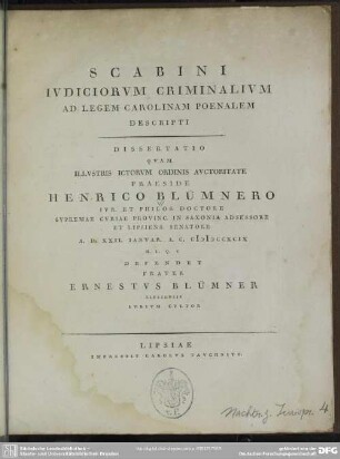 Scabini Iudiciorum Criminalium Ad Legem Carolinam Poenalem Descripti
