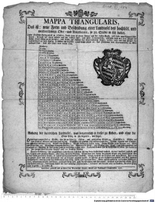 MAPPA TRIANGULARIS, Das ist: neue Form und Beschreibung einer Landtafel des hochlöbl. und weitberühmten Ober- und Niederbaiern, so 35. Städte in sich haltet
