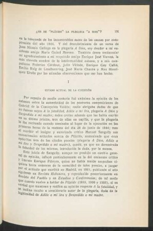 I - Estado actual de la cuestión