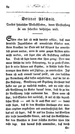Dritter Abschnit. Quellen heimlicher Wollustsünden, deren Verstopfung sie am sichersten verhüthen wird.