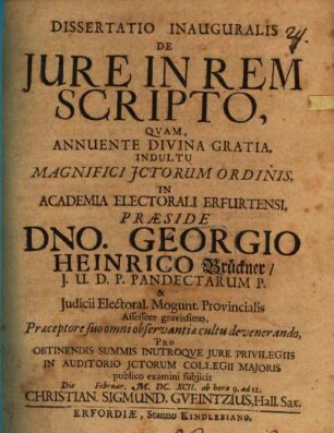 Diss. inaug. de iure in rem scripto