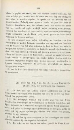 72. Brief van Min. Van der Heim aan Daendels, 24 Juli 1809, met marginalia van Daendels