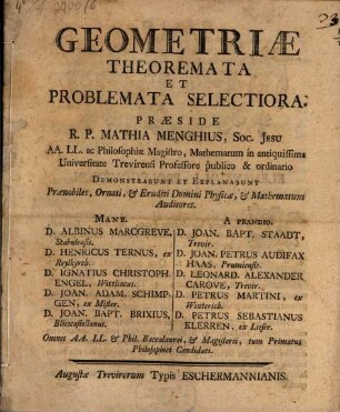 Geometriae theoremata et problemata selectiora