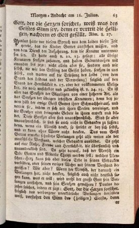 Morgen-Andacht am 16. Julius - Abend-Andacht am 31. Julius