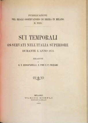 Pubblicazioni del Reale Osservatorio Astronomico di Brera in Milano, XVII