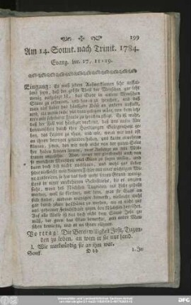 Am 14. Sonnt. nach Trinit. 1784. Evang. Luc. 17, 11 - 19.