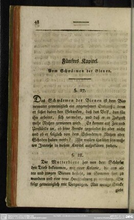 Fünftes Kapitel. Vom Schwärmen der Bienen