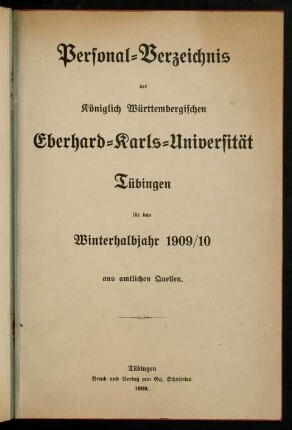 Verzeichnis der Studierenden der Universität Tübingen