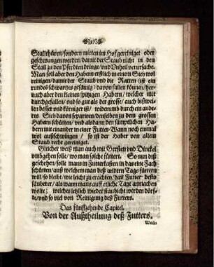 Das fünffzehende Capitel. Von der Außtheilung des Futters