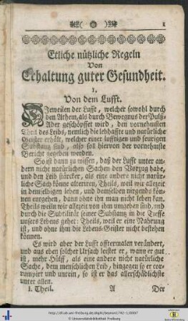 Etliche nützliche Regeln von Erhaltung guter Gesundheit.