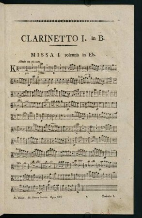 1-11, Clarinetto I. in B. Missa I. solennis in Eb.