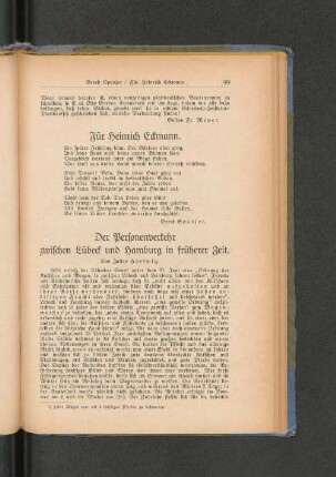 Der Personenverkehr zwischen Lübeck und Hamburg in früherer Zeit