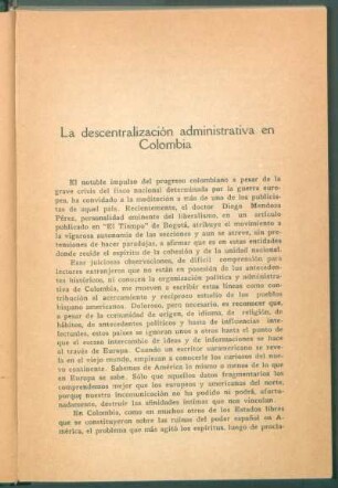 La descentralización administrativa en Colombia