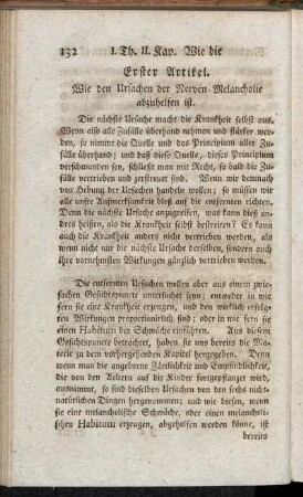 Erster Artikel. Wie den Ursachen der Nerven-Melancholie abzuhelfen ist.