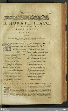 Q. Horatii Flacci Ven. Carminum Liber Tertius