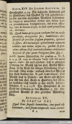 Articulus XV. De Gratia Dei