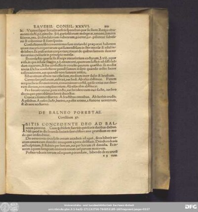 De Balneo Porretae. Consilium 37.
