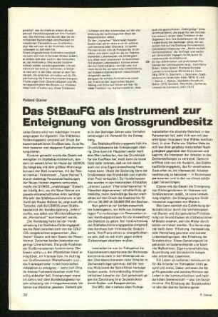 Das StBauFG als Instrument zur Enteignung von Großgrundbesitz