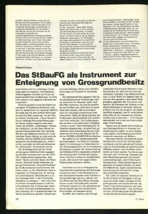 Das StBauFG als Instrument zur Enteignung von Großgrundbesitz