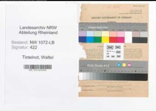 Entnazifizierung Walter Tintelnot , geb. 21.10.1910 (Sparkassenangestellter)