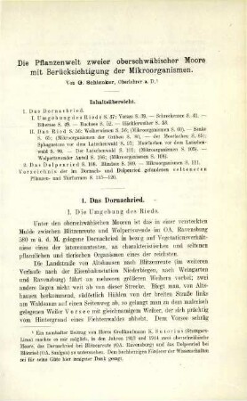 Die Pflanzenwelt zweier oberschwäbischer Moore mit Berücksichtigung der Mikroorganismen
