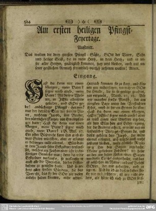 Am ersten heiligen Pfingst-Feyertage