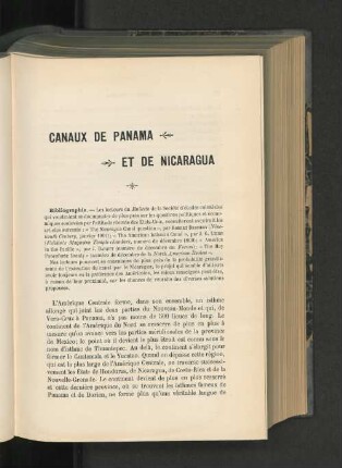 Canaux De Panama Et De Nicaragua.
