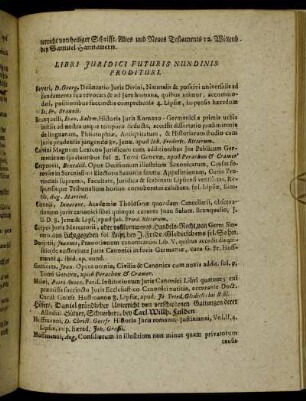 Libri Juridici Futuris Nundinis Prodituri.