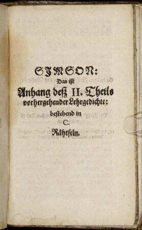 Anhang deß II. Theils vorhergehender Lehrgedichte.