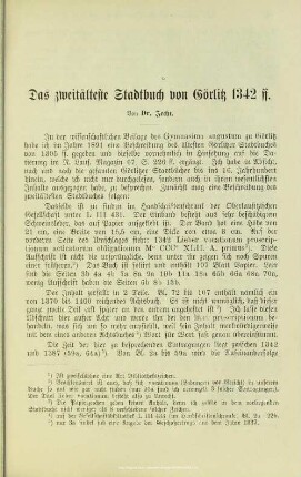 Das zweitälteste Stadtbuch von Görlitz 1342 ff.