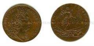 Nürnberger Rechenpfennig von Lazarus Gottlieb Lauffer mit Ludwig XIV. von Frankreich (lateinisch)