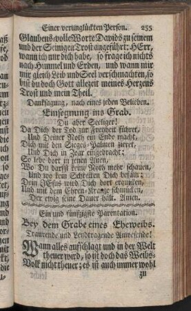 Ein und fünfzigste - Sechzigste Parentation