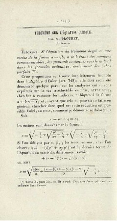 Théorème sur l´équation cubique.