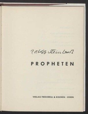 Jakob Steinhardt - Propheten