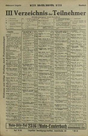 III. Verzeichnis der Teilnehmer