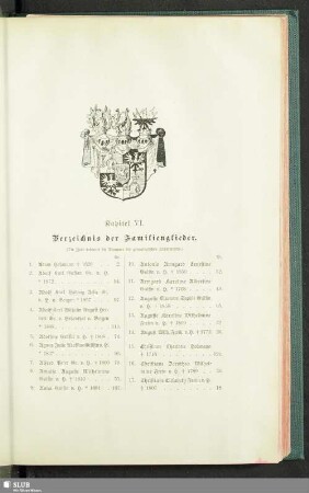 Kapitel VI. Verzeichnis der Familienglieder
