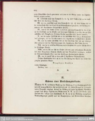IV. Schema einer Verleihungsurkunde