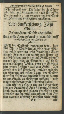Die Aufferstehung JEsu Christi. In drey Haupt-Stücke abgetheilet